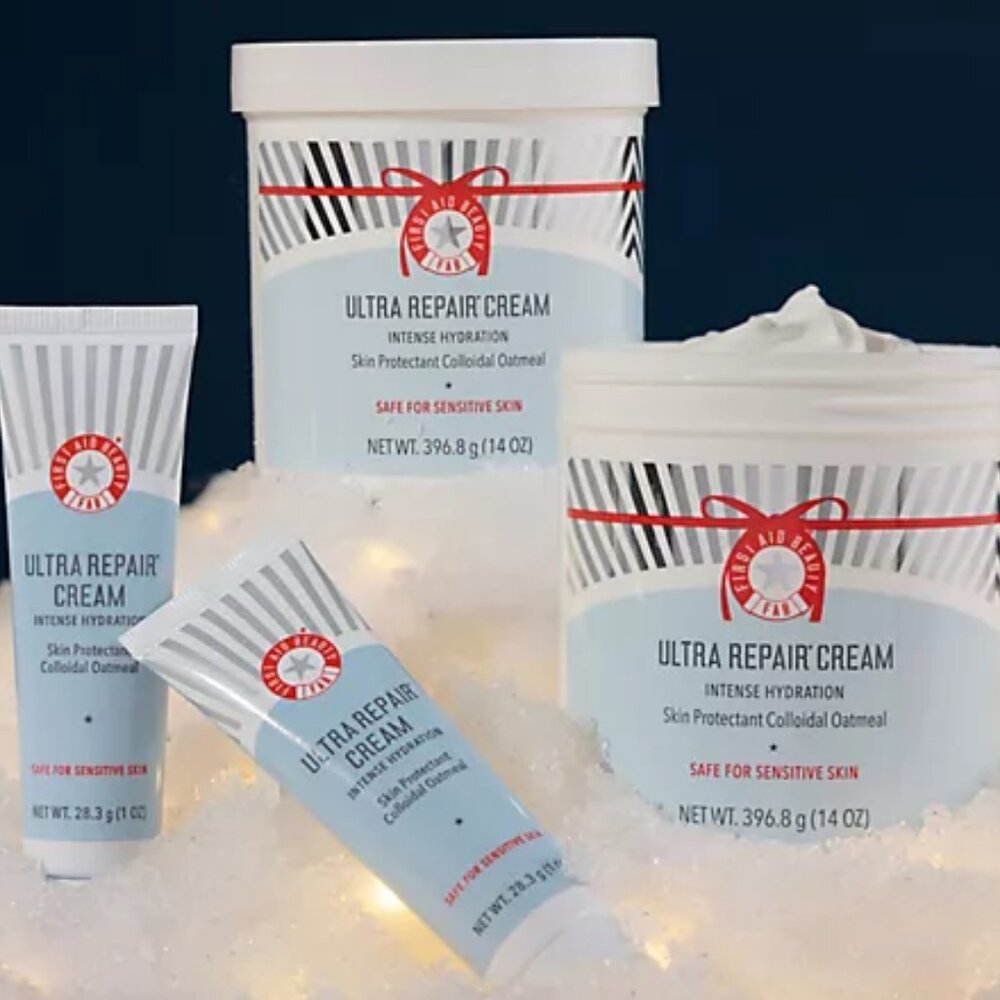 NEW IN BOX! First Aid Beauty w/ (2)14oz Ultra Repair Cream Duo w/ (2) 1oz Minis